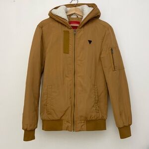 Guess Tan Hooded Bomber Jacket